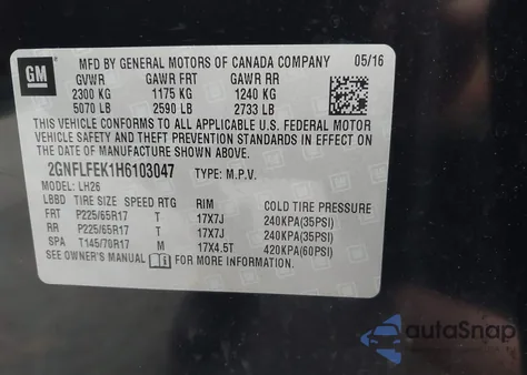 2017 Chevrolet Equinox Lt z USA, uszkodzony, nr VIN 2GNFLFEK1H6103047